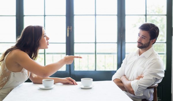 Couple arguing with each other in the restaurant